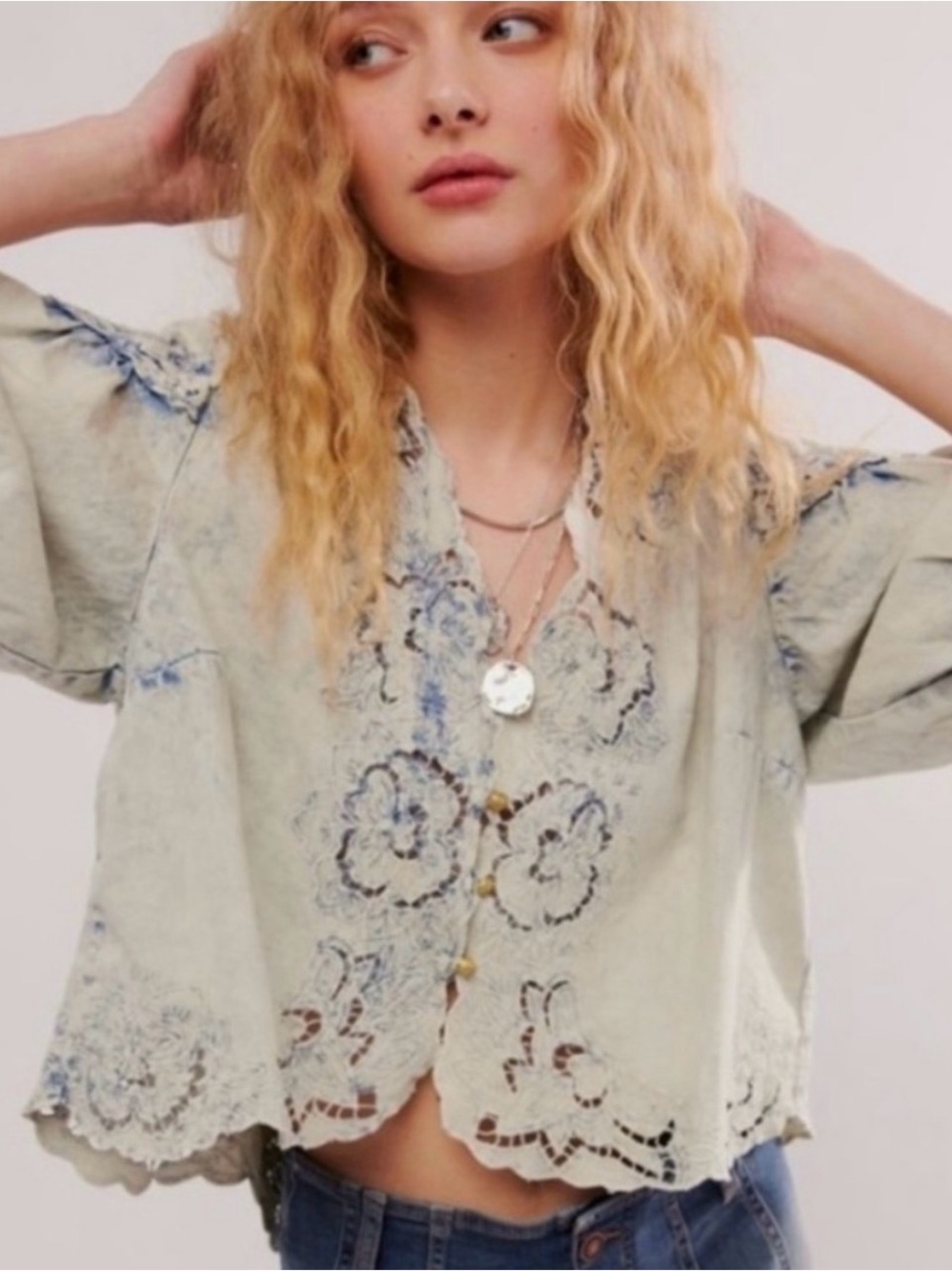 Free People Corinna Denim Top